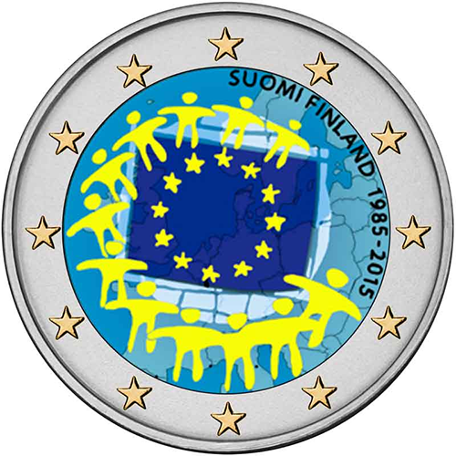 2 euro 2015 Fínsko cc.UNC farbená Európska vlajka