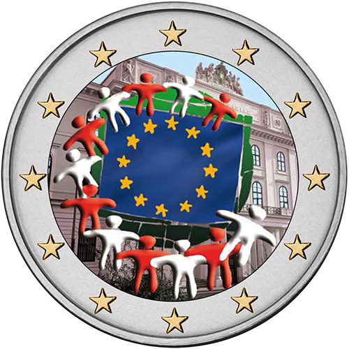 2 euro 2015 Rakúsko cc.UNC farbená Európska vlajka