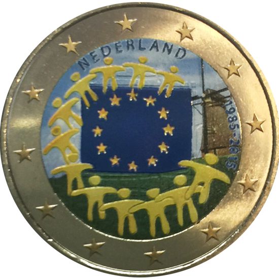 2 euro 2015 Holandsko cc.UNC farbená Európska vlajka