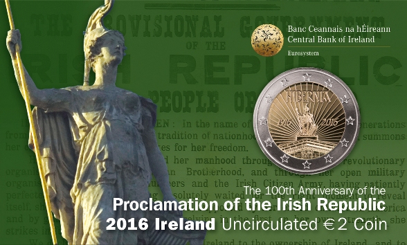 2 euro 2016 Írsko cc.BU karta 100. výročie nezávislosti
