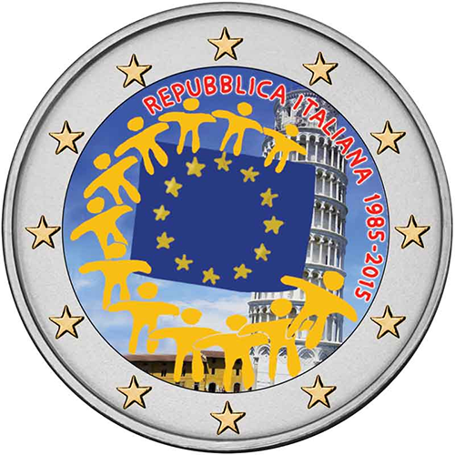 2 euro 2015 Taliansko cc.UNC farbená Európska vlajka
