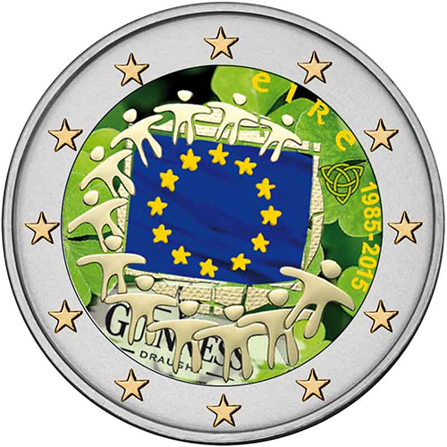 2 euro 2015 Írsko cc.UNC farbená Európska vlajka