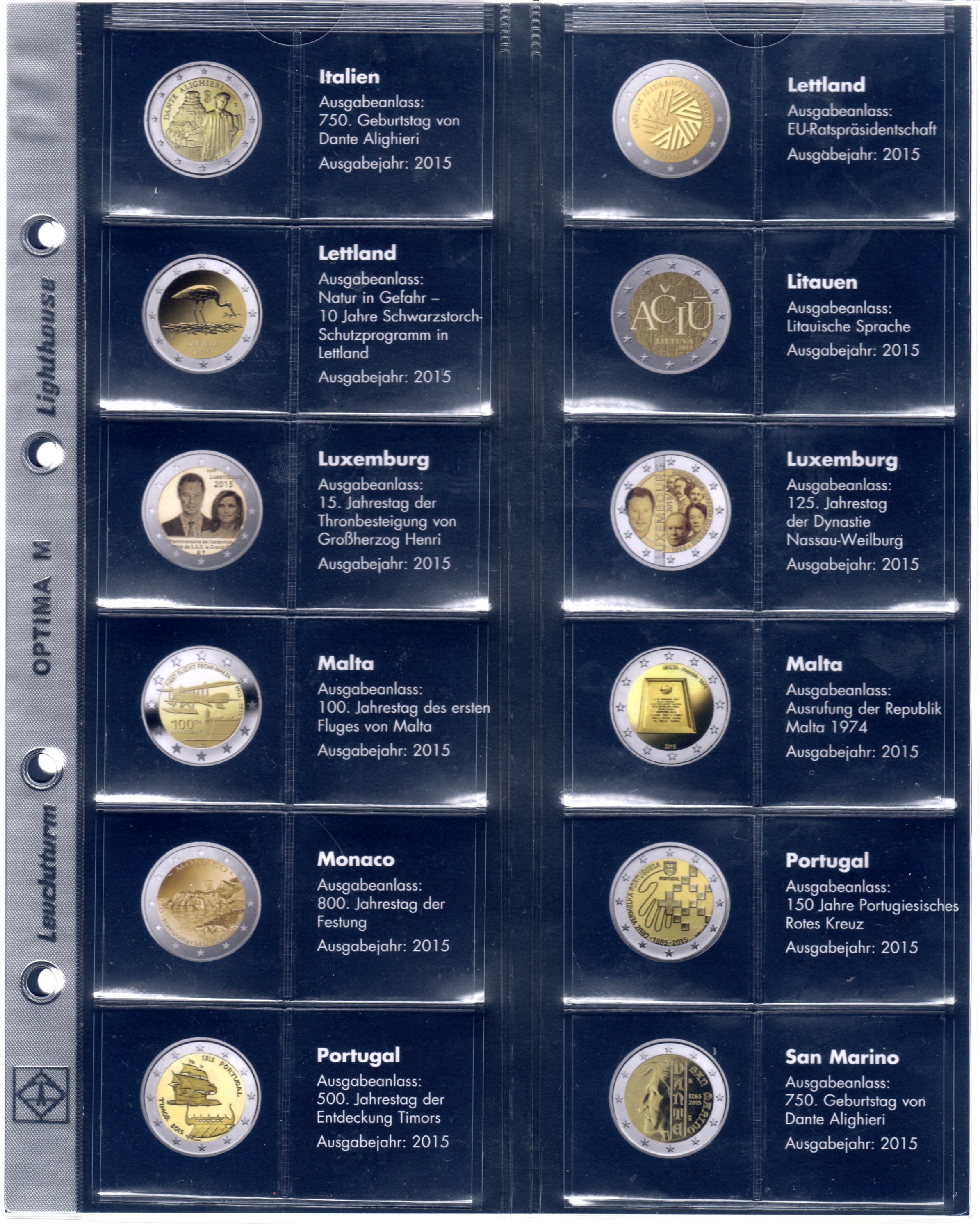 Doplňujúce listy OPTIMA, 2 euro mince Europa 2015 (CLOP2EUROGM1N15)
