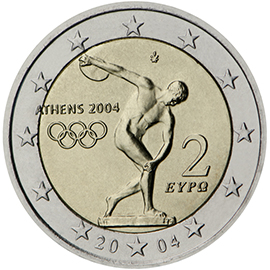 2 euro 2004 Grecko cc.UNC Olympijské hry v Aténach